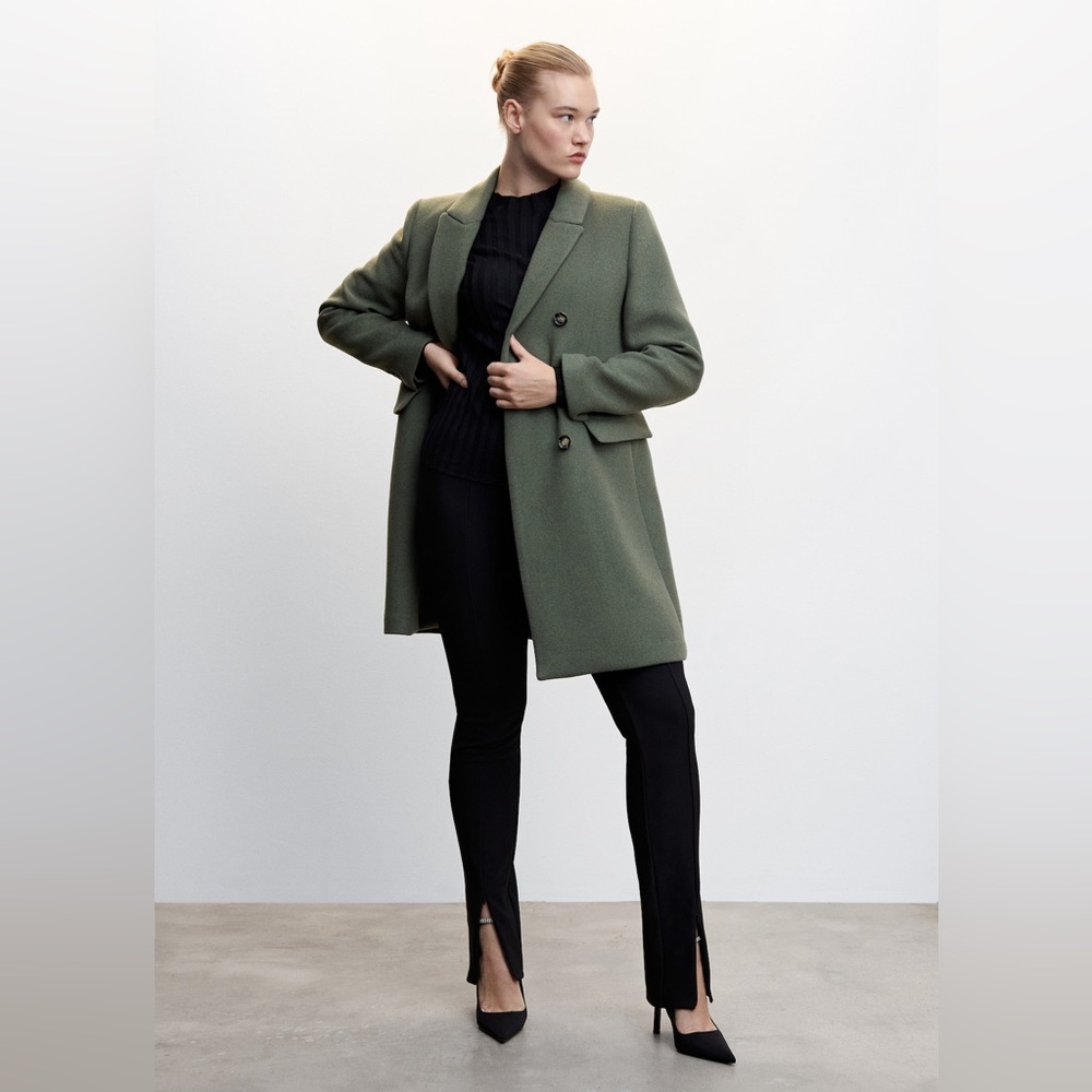 NEW Mango Wool Blend Double-Breasted Coat, Size XS - Picture 6 of 14